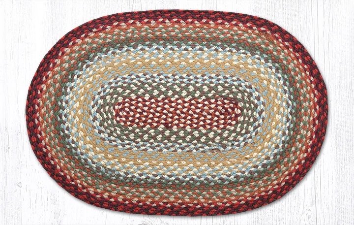 Thistle Green/Country Red Oval Braided Rug 5'x8'