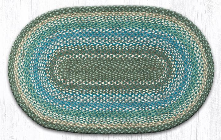 Sage/Ivory/Settlers Blue Oval Braided Rug 27"x45"