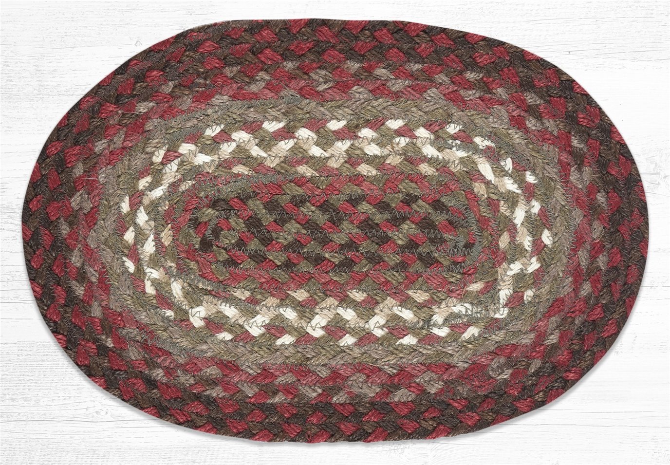 Taupe/Rose/Burgundy Oval Braided Swatch 10"x15"