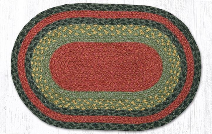 Burgundy/Olive/Charcoal Oval Braided Swatch 10"x15"