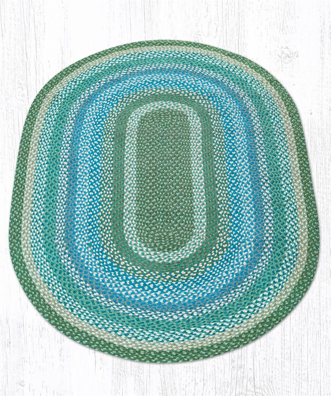 Sage/Ivory/Settlers Blue Oval Braided Rug '4x6'