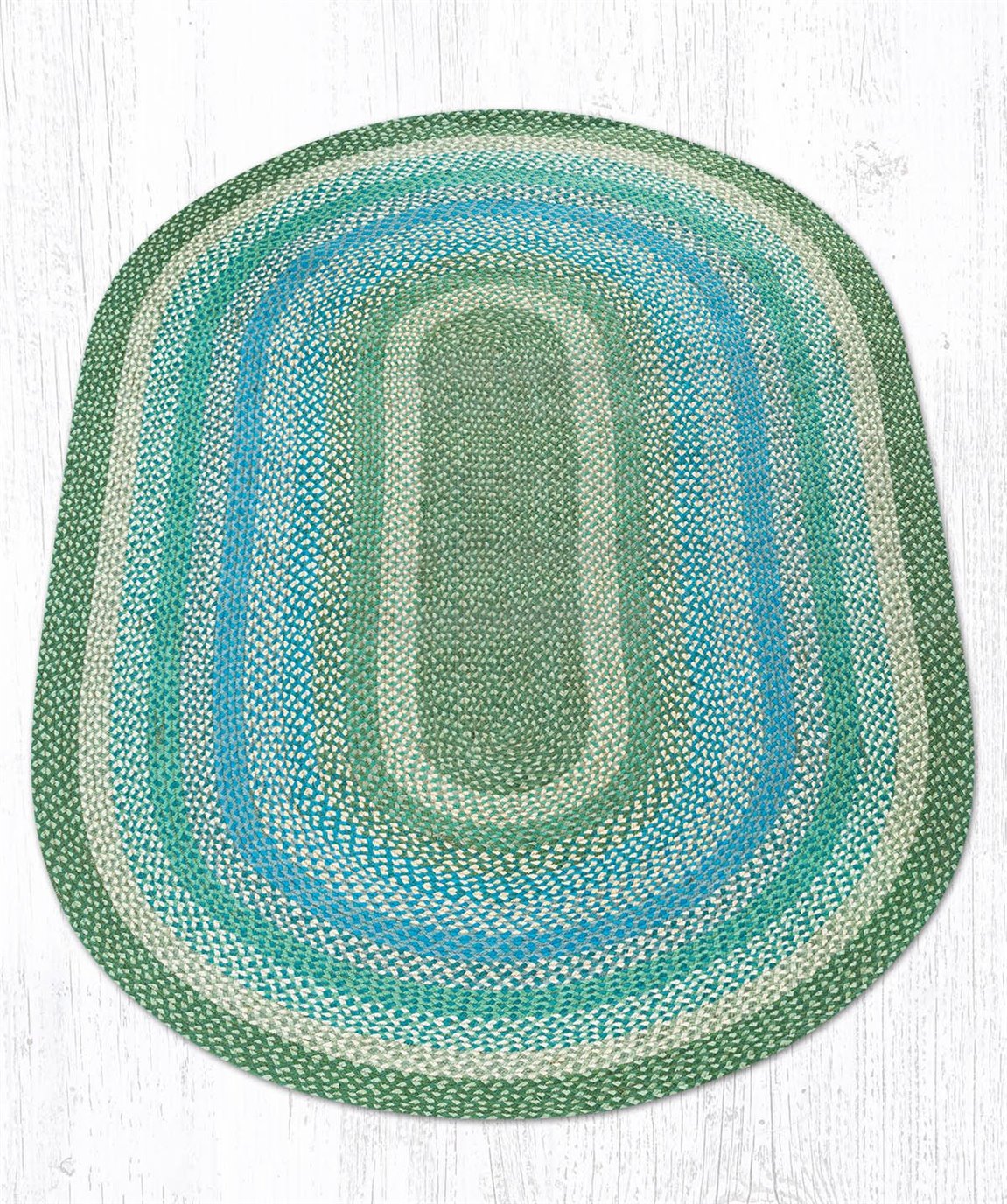 Sage/Ivory/Settlers Blue Oval Braided Rug 5'x8'