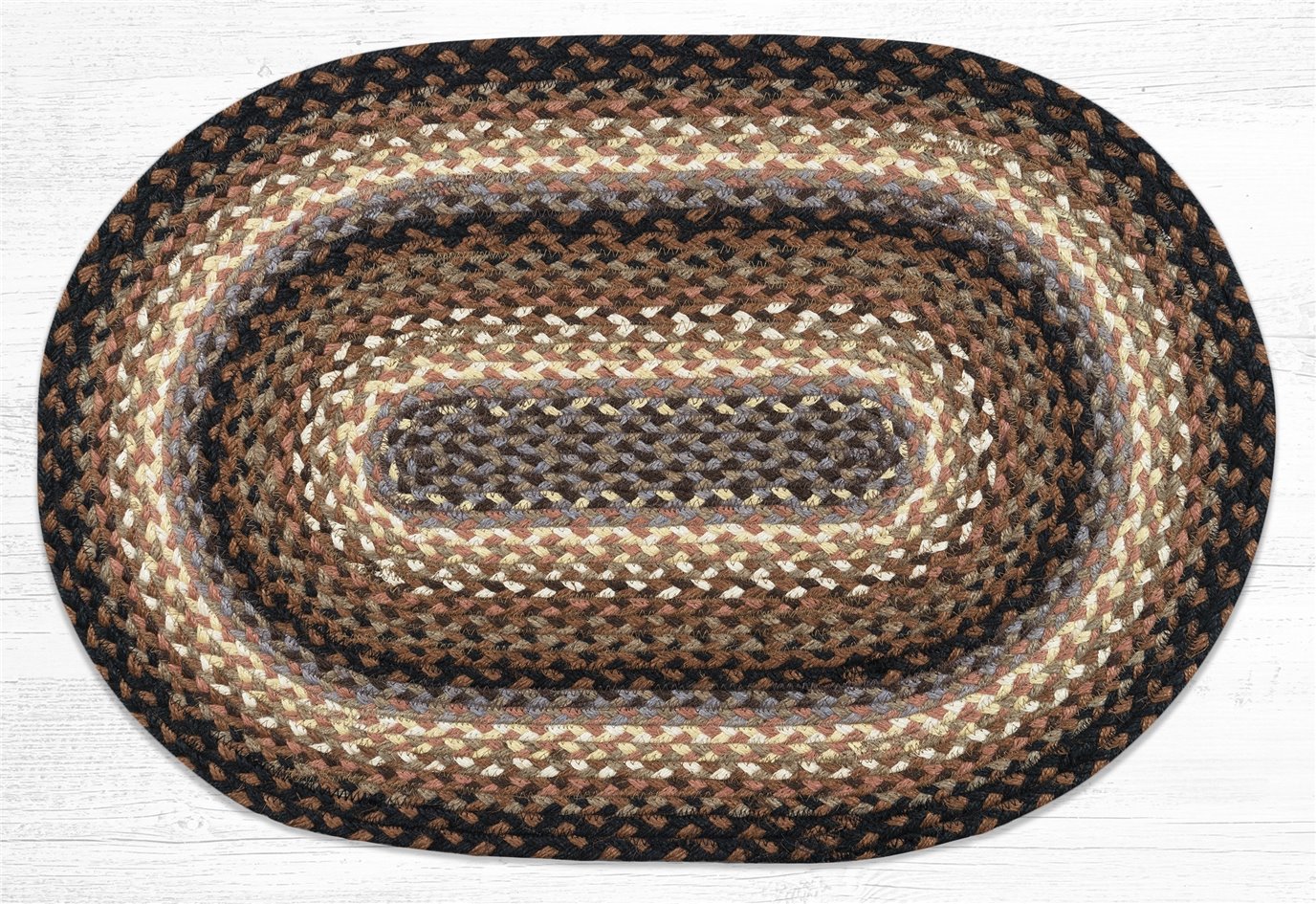 Black/Tan/Terracotta Oval Braided Rug 20"x30" by Earth Rugs