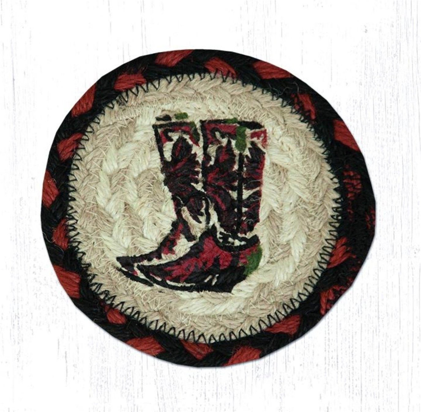 Boots Printed Braided Coaster 5"x5" Set of 4