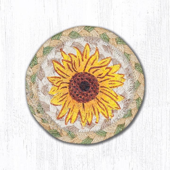 Sunflower Printed Braided Coaster 5"x5" Set of 4