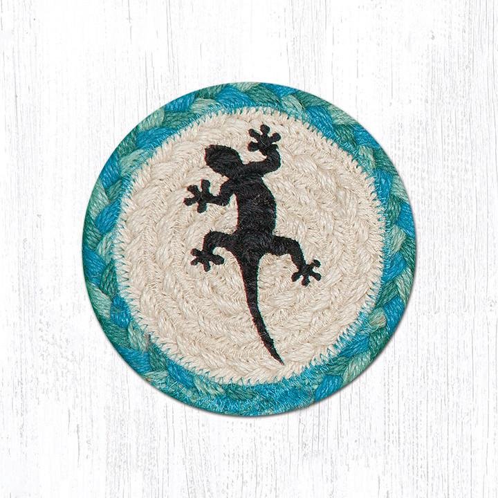 Gecko Printed Braided Coaster 5"x5" Set of 4