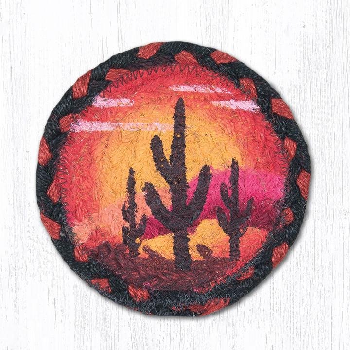 Desert Sunset Printed Braided Coaster 5"x5" Set of 4