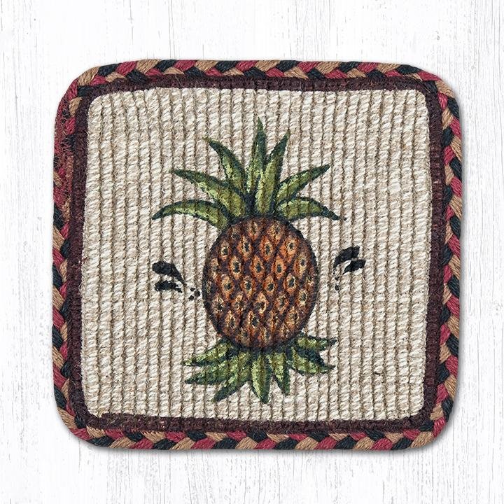 Pineapple Wicker Weave Braided Coaster 5"x5" Set of 4