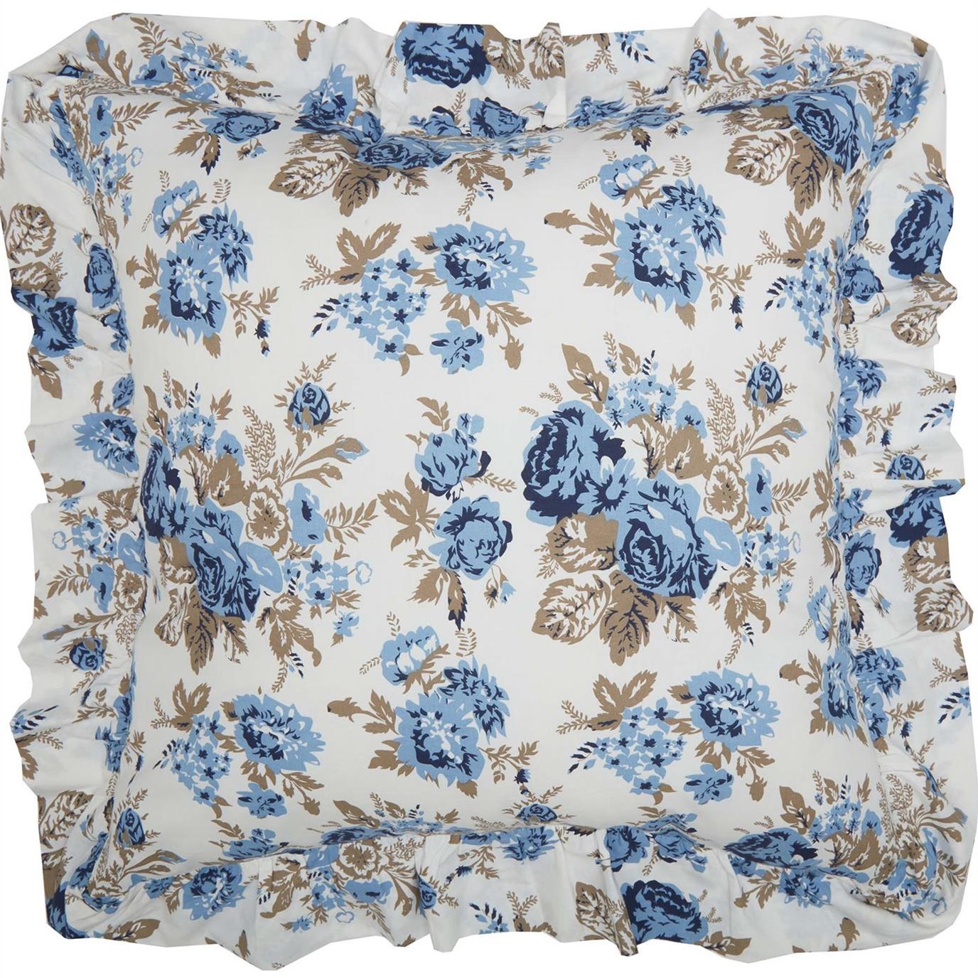 Annie Blue Floral Fabric Euro Sham 26x26
