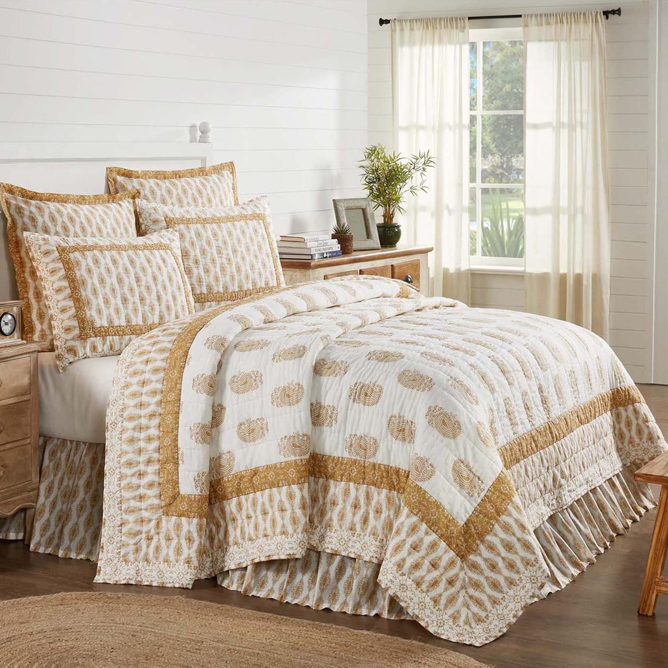 Avani Gold Queen Quilt 90Wx90L by April & Olive - VHC Brands