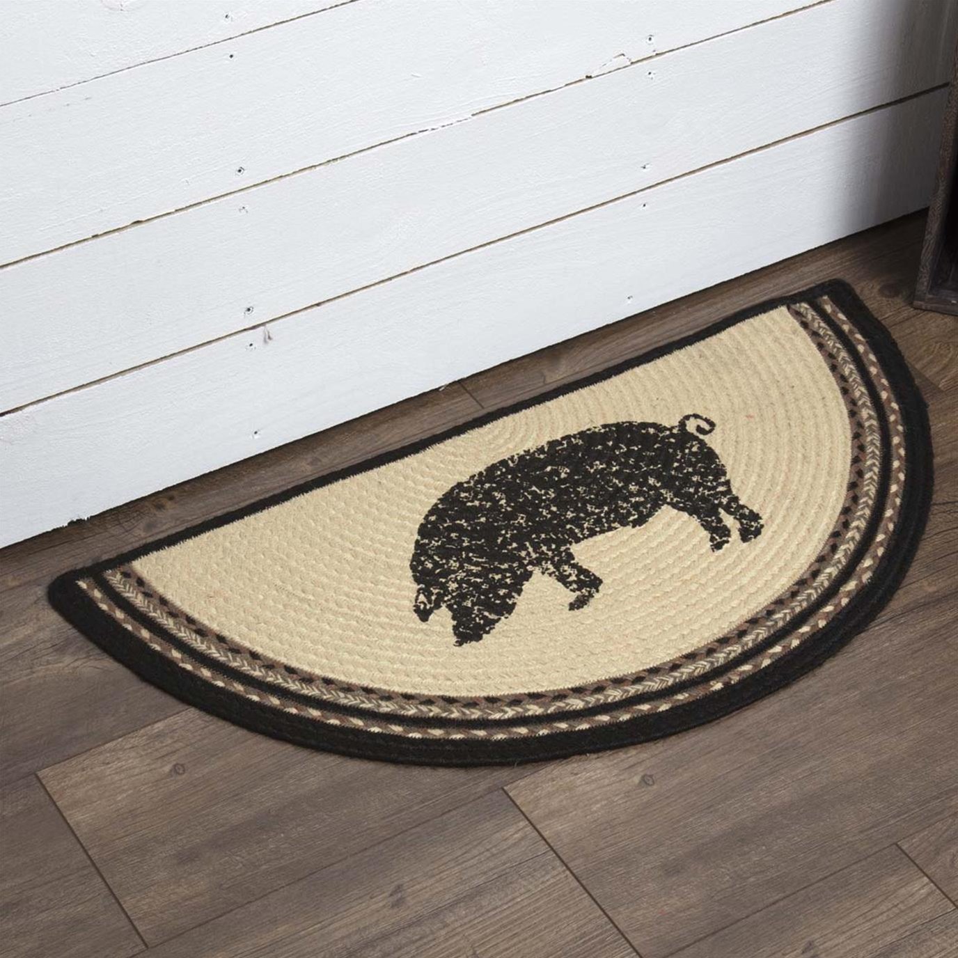 Sawyer Mill Charcoal Pig Jute Rug Half Circle 16.5x33 by April & Olive