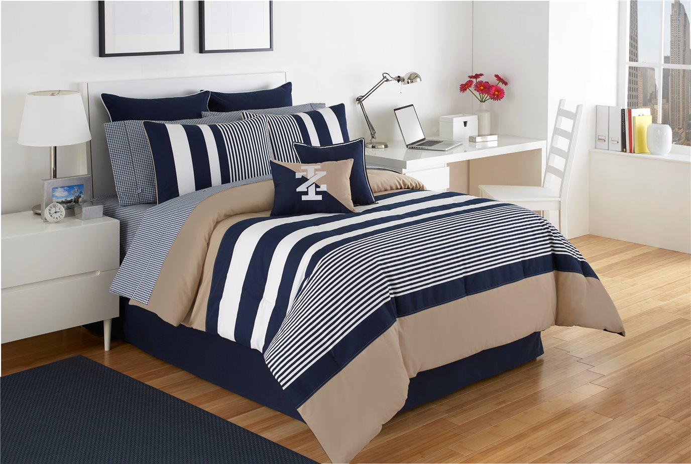 IZOD Classic Stripe King Comforter Set  (15" drop)