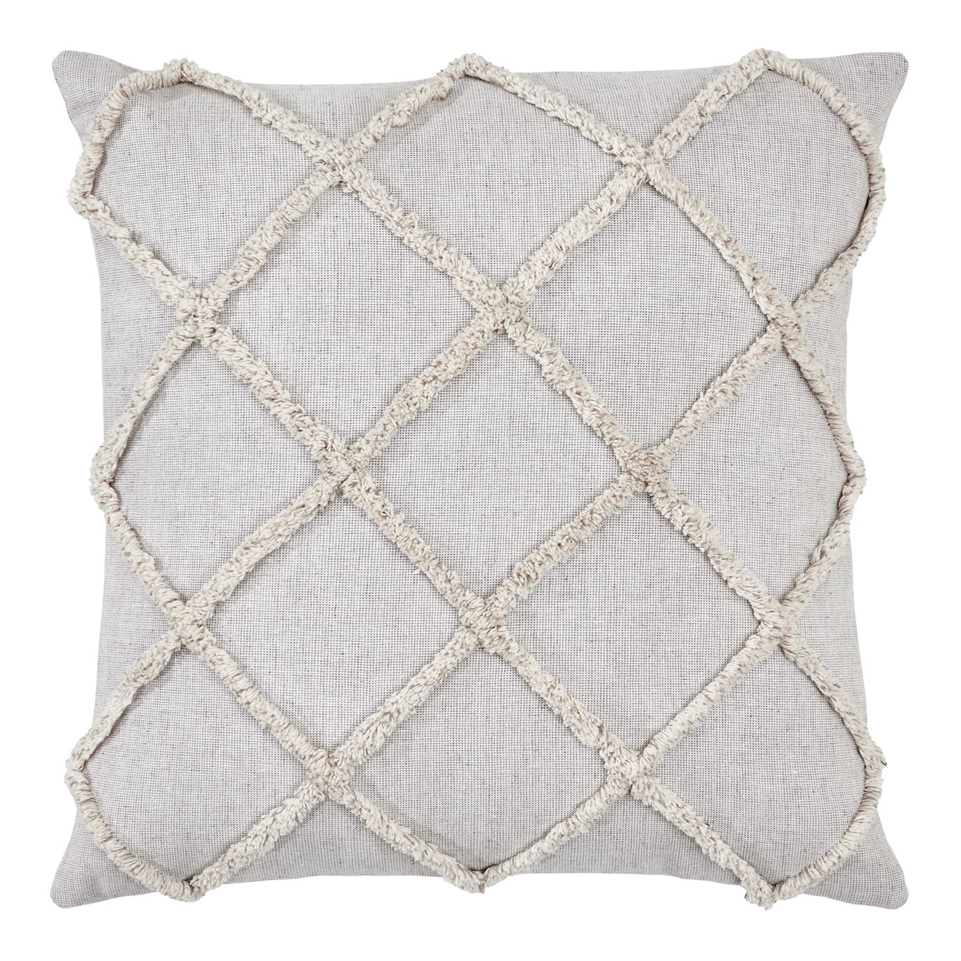 Frayed Lattice Oatmeal Pillow Cover 20x20