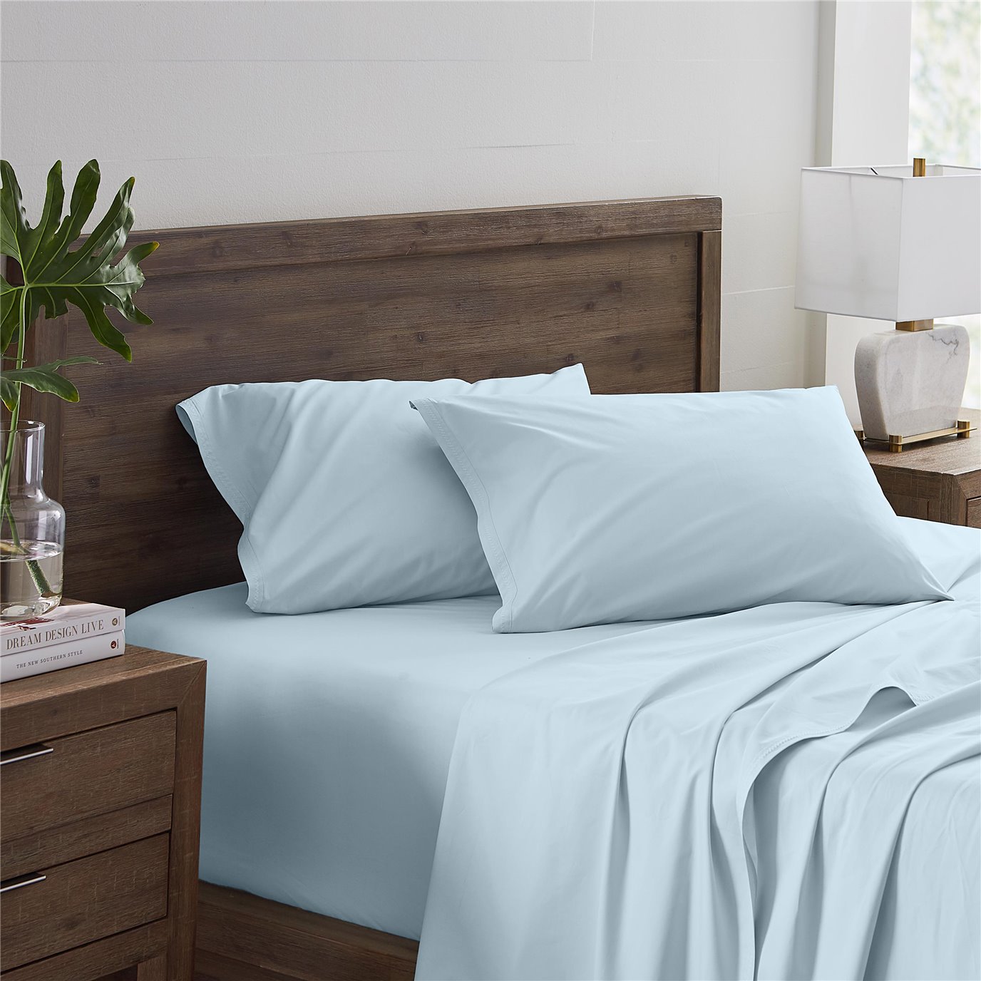 Martex Love Solid Light Blue Twin Sheet Set by WestPoint Home - PC Fallon