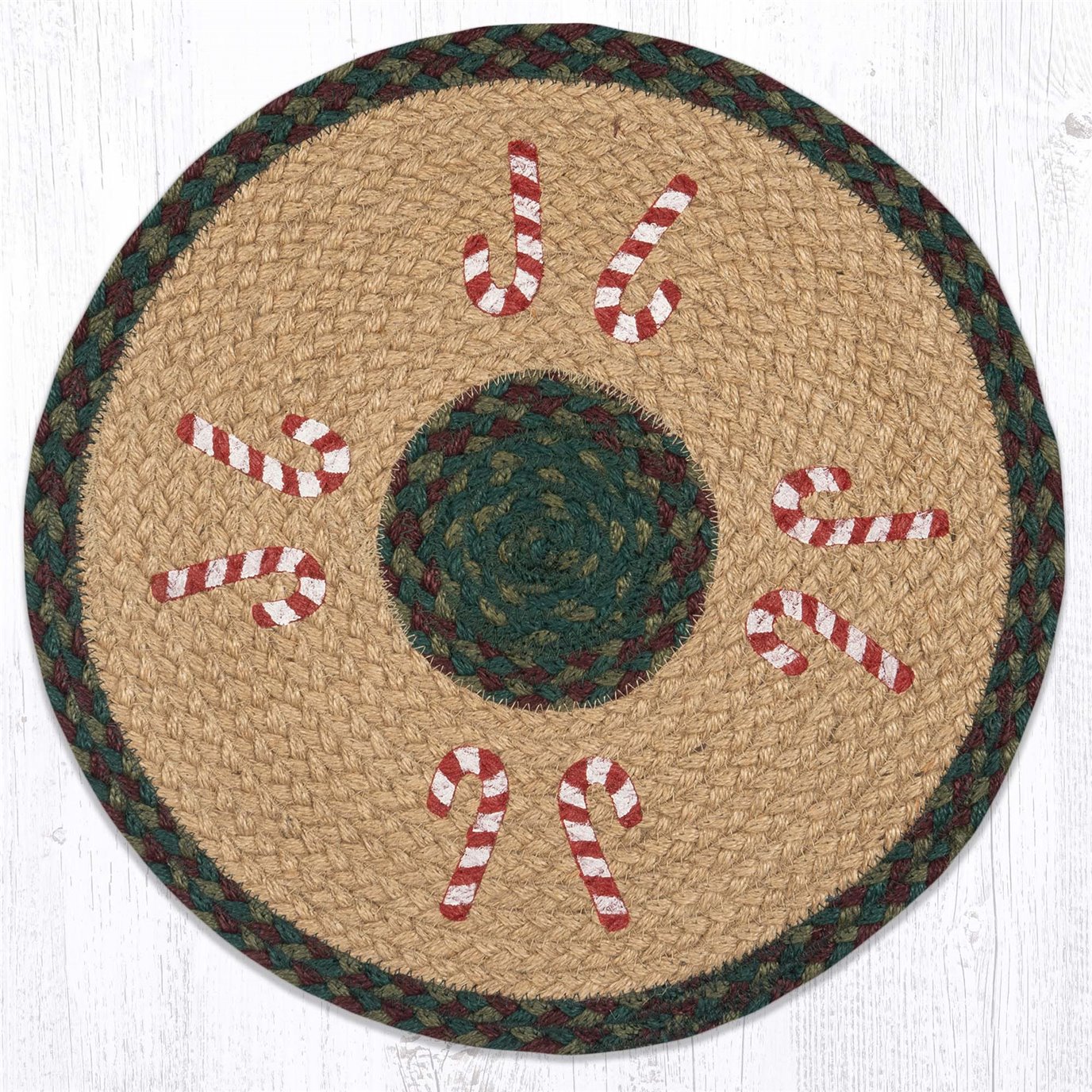 Candy Cane Printed Round Placemat 15"x15"
