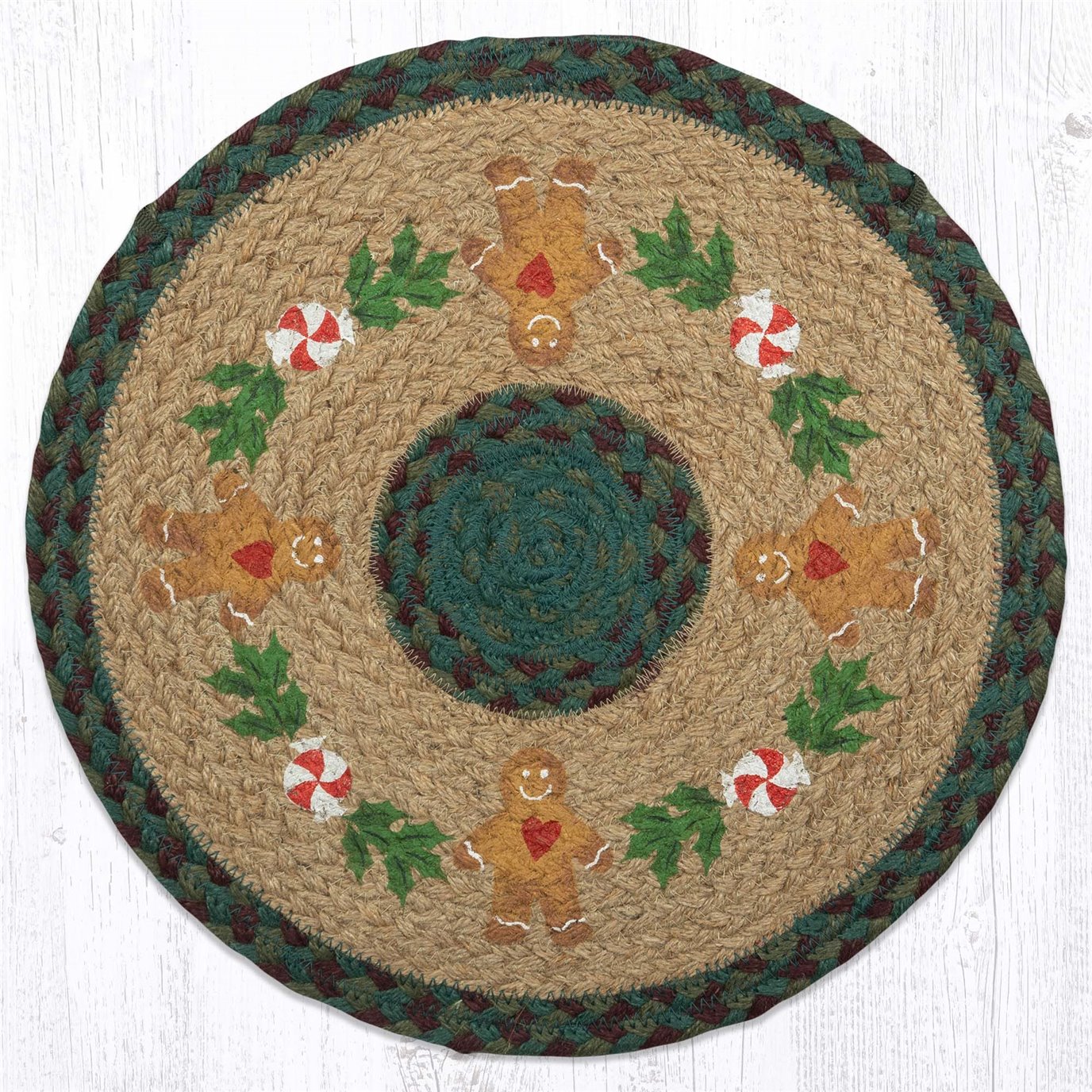 Gingerbread Man Printed Round Placemat 15"x15"
