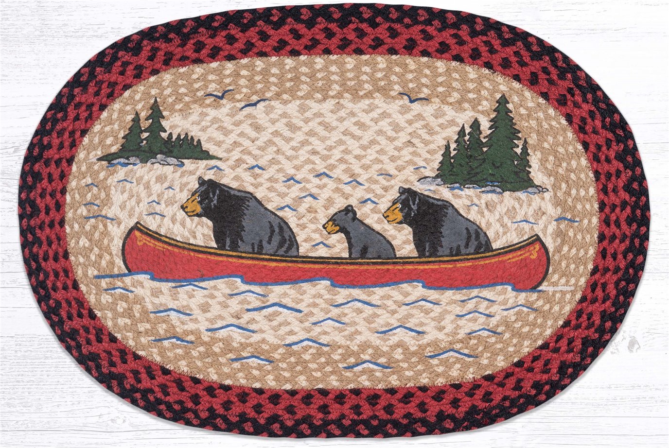 Bears in Canoe Oval Rug 20"x30"