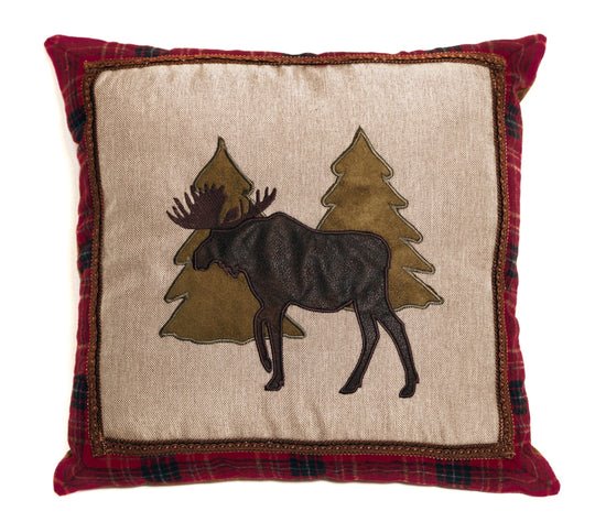 Carstens Moose & Trees Rustic Cabin Throw Pillow 18" x 18"