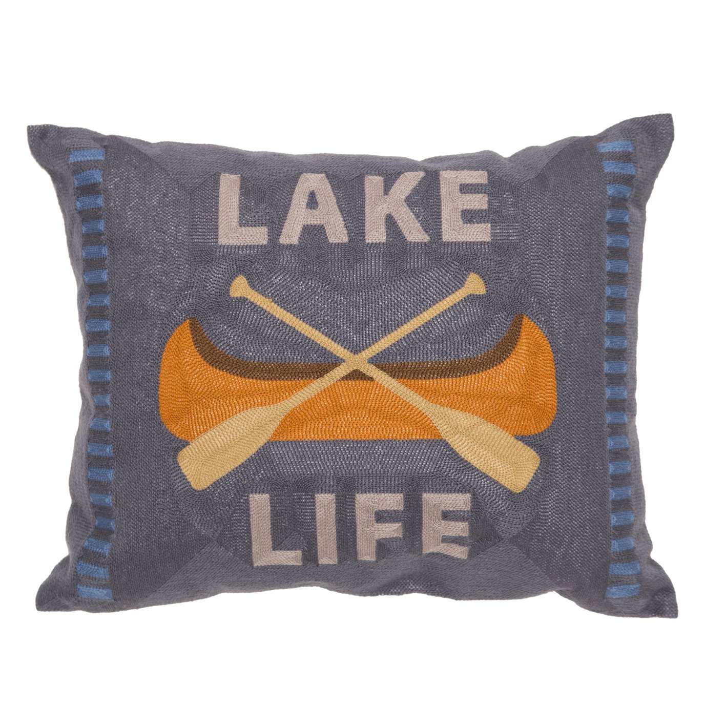 Carstens Lake Life Rustic Cabin Chain Stitch Throw Pillow 18" x 18"