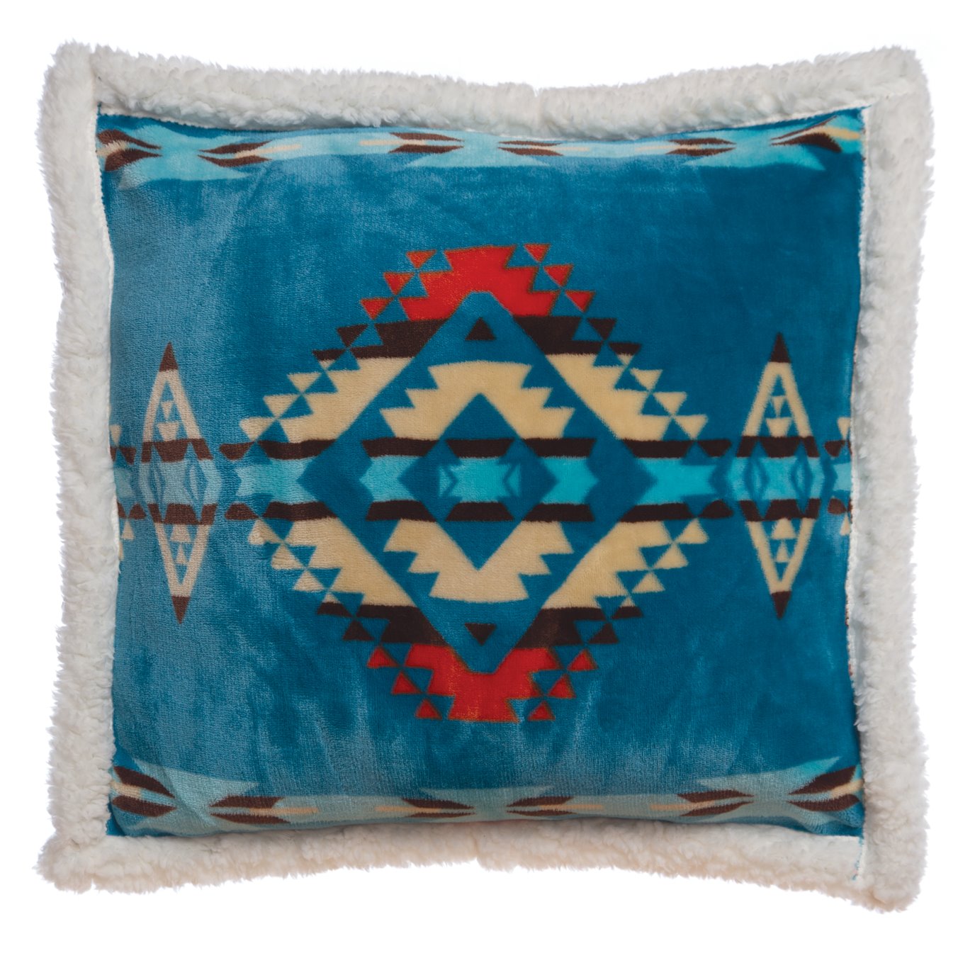 Carstens Turquoise Southwest Plush Sherpa Throw Pillow 18" x 18"