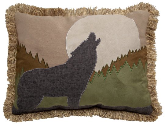 Howling Wolf Rustic Cabin Throw Pillow (Insert Included) 16" x 20"