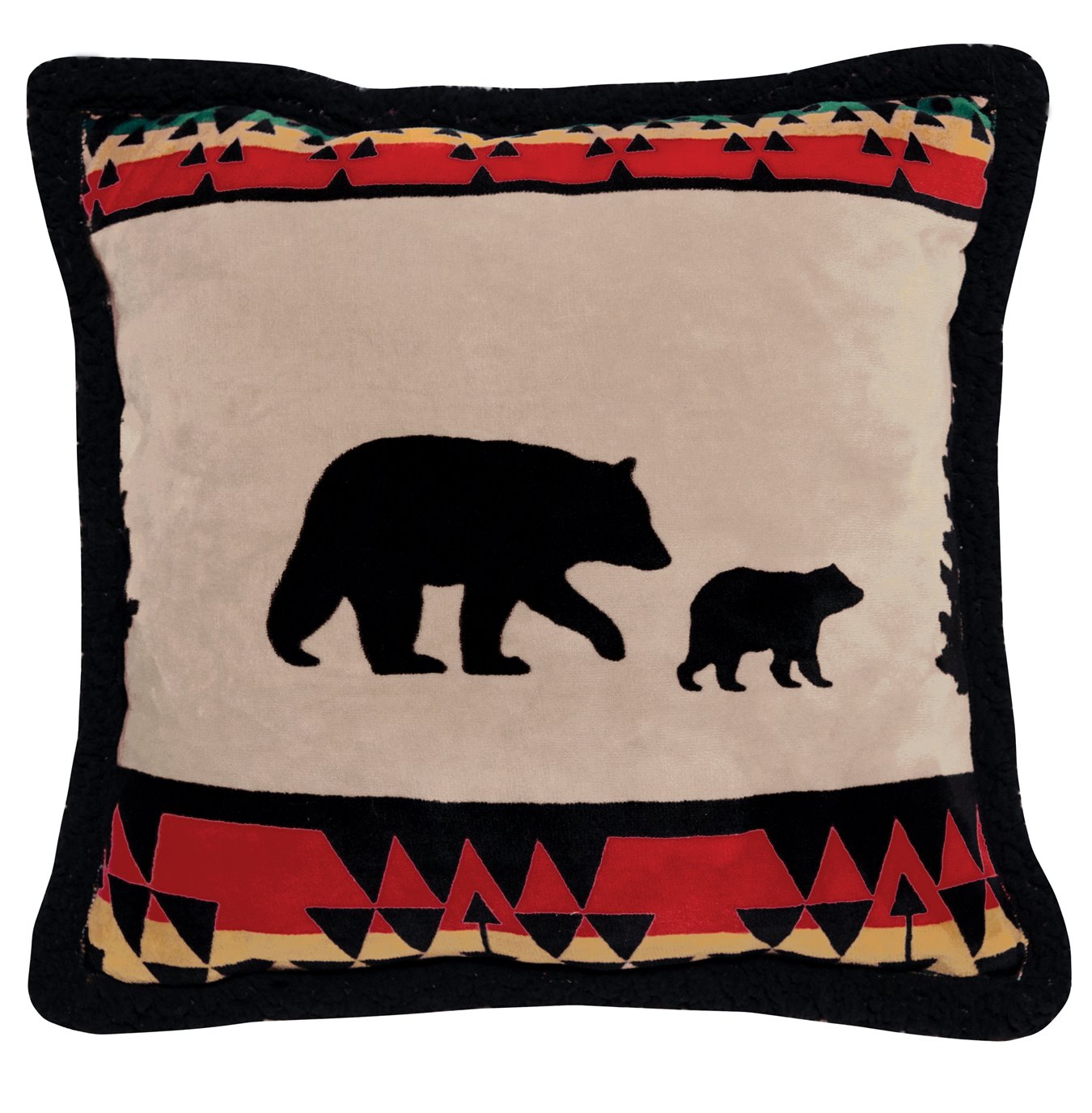 Bear Trail with Black Sherpa pillow