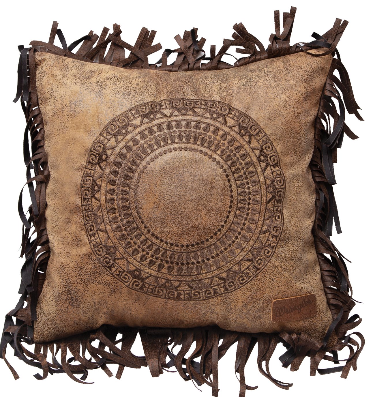 tan Seahorse Chain Stitch Decorative Throw Pillow 18" x 18"