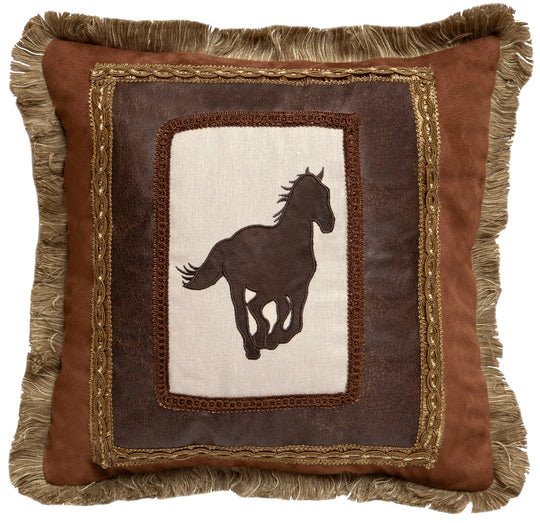 Framed Horse Country Western Throw Pillow (Insert Included) 18" x 18"