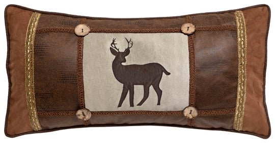 Framed Buck Rustic Cabin Throw Pillow (Insert Included) 14" x 26"
