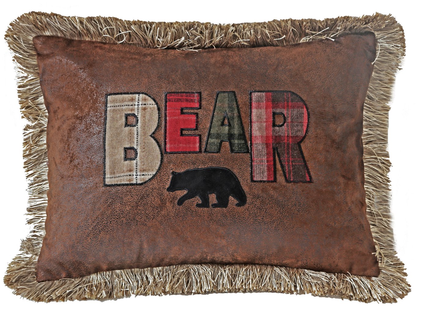 Carstens Faux Leather Bear Rustic Cabin Throw Pillow 14" x 26"