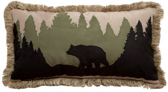 Bear Scene Rustic Cabin Throw Pillow (Insert Included) 14" x 26"