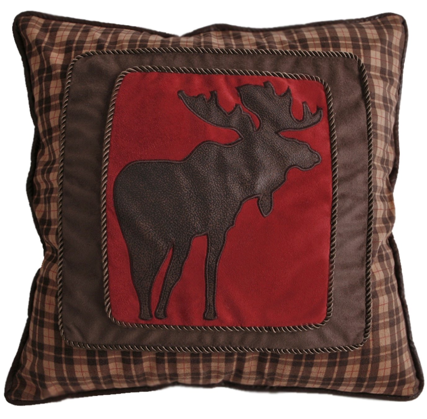 Carstens Frame Moose Rustic Cabin Red Throw Pillow 18" x 18"