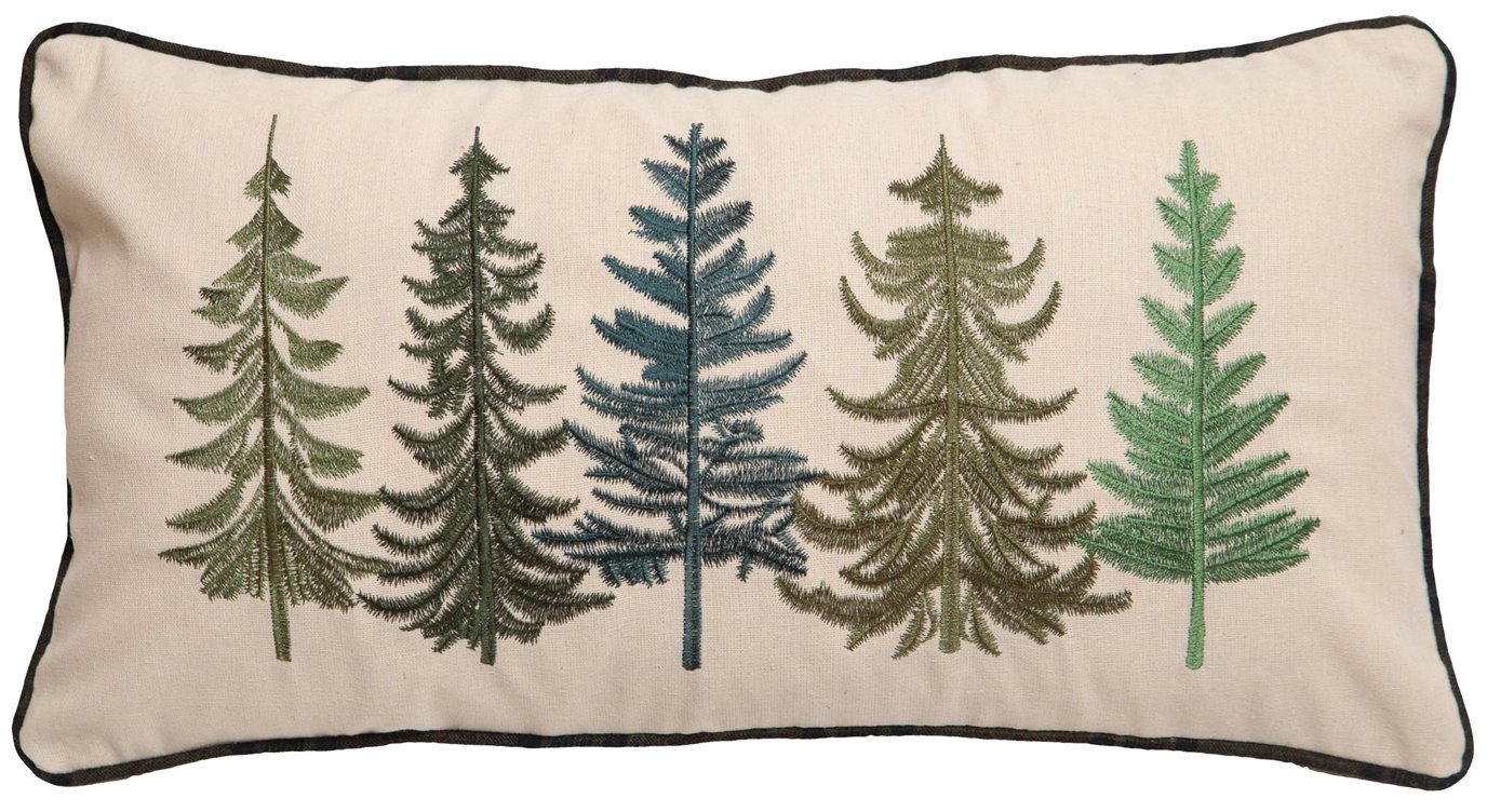 Row of Pine Trees Rustic Cabin Throw Pillow (Insert Included) 14" x 26"