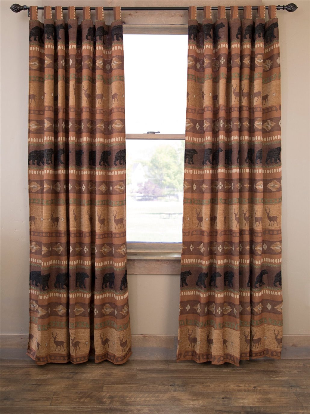 Carstens Autumn Trails Rustic Cabin Curtain Panels (Set of 2)