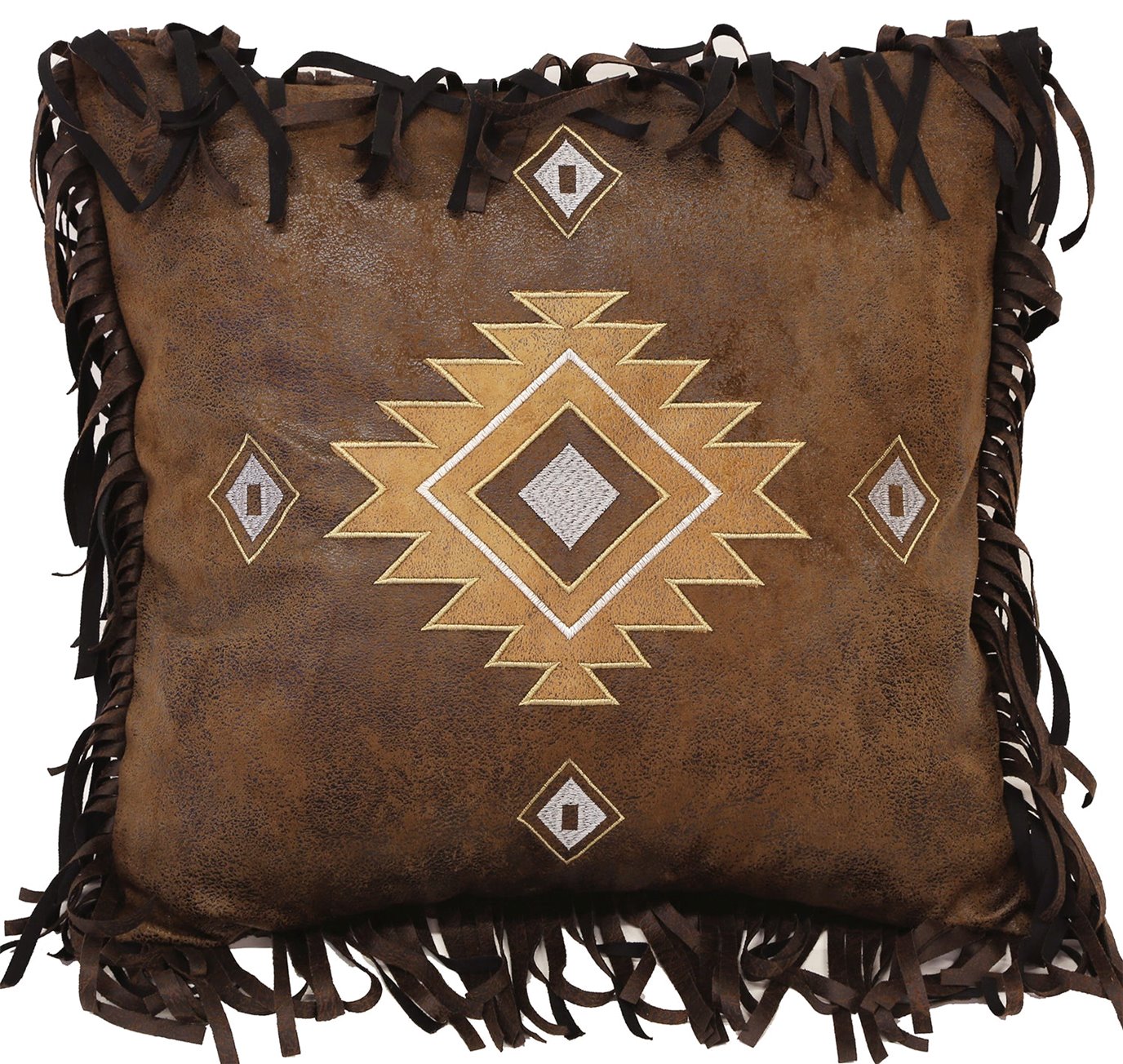 Carstens Old West Diamonds Faux Leather Throw Pillow 18" x 18"