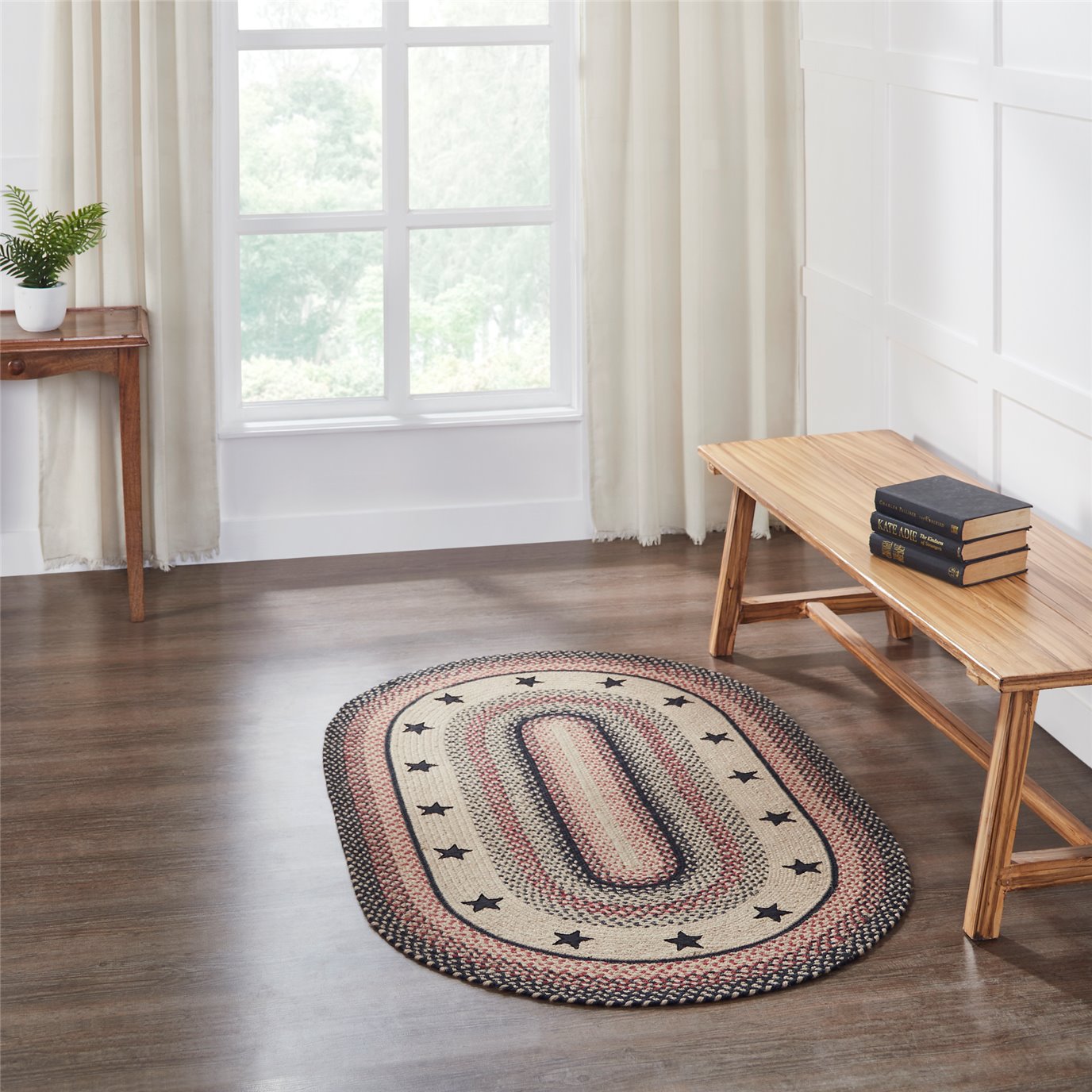 Colonial Star Jute Rug Oval w/ Pad 36x60 by Mayflower Market - VHC Brands