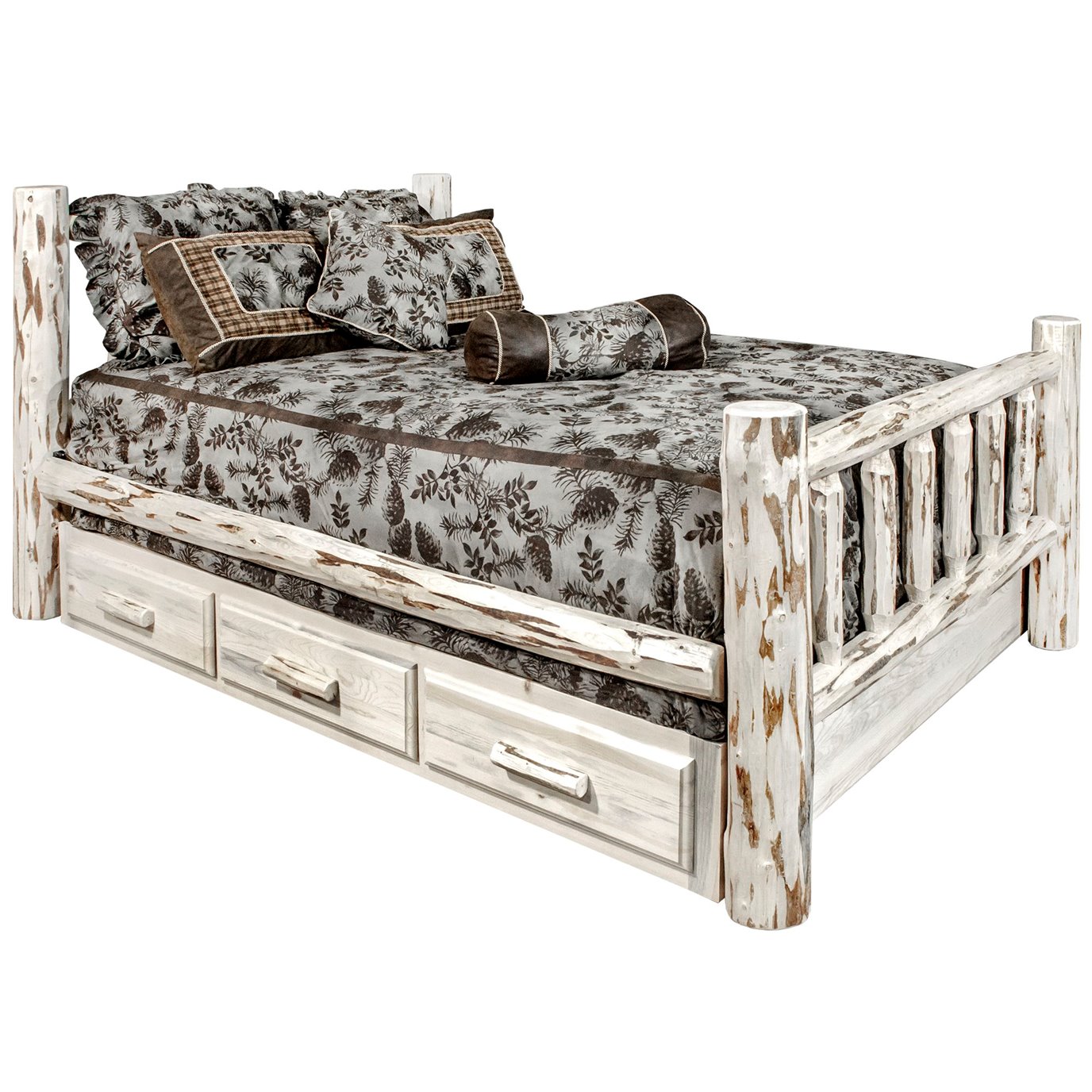 Montana Queen Bed w/ Storage - Clear Lacquer Finish