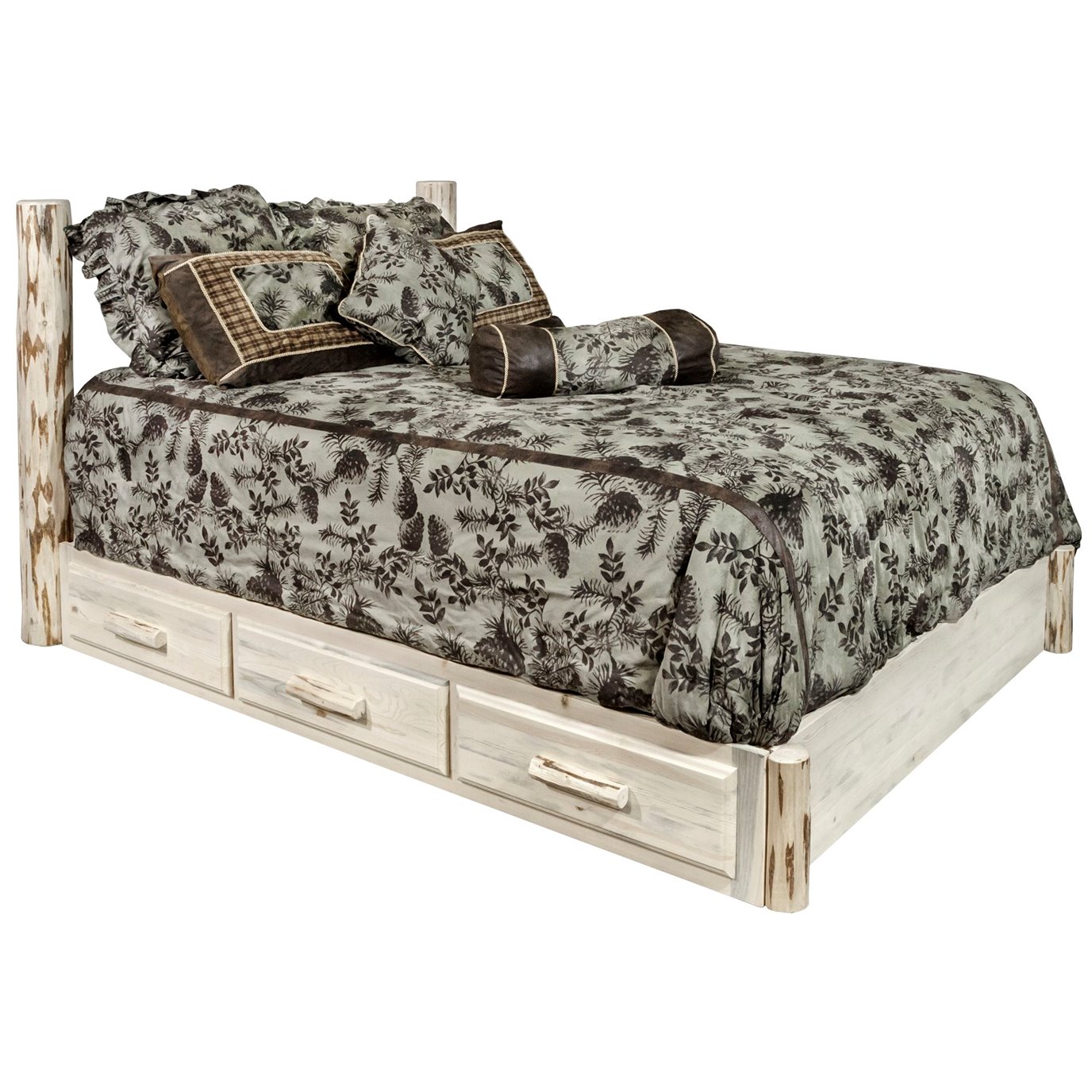 Montana Twin Platform Bed w/ Storage - Clear Lacquer Finish