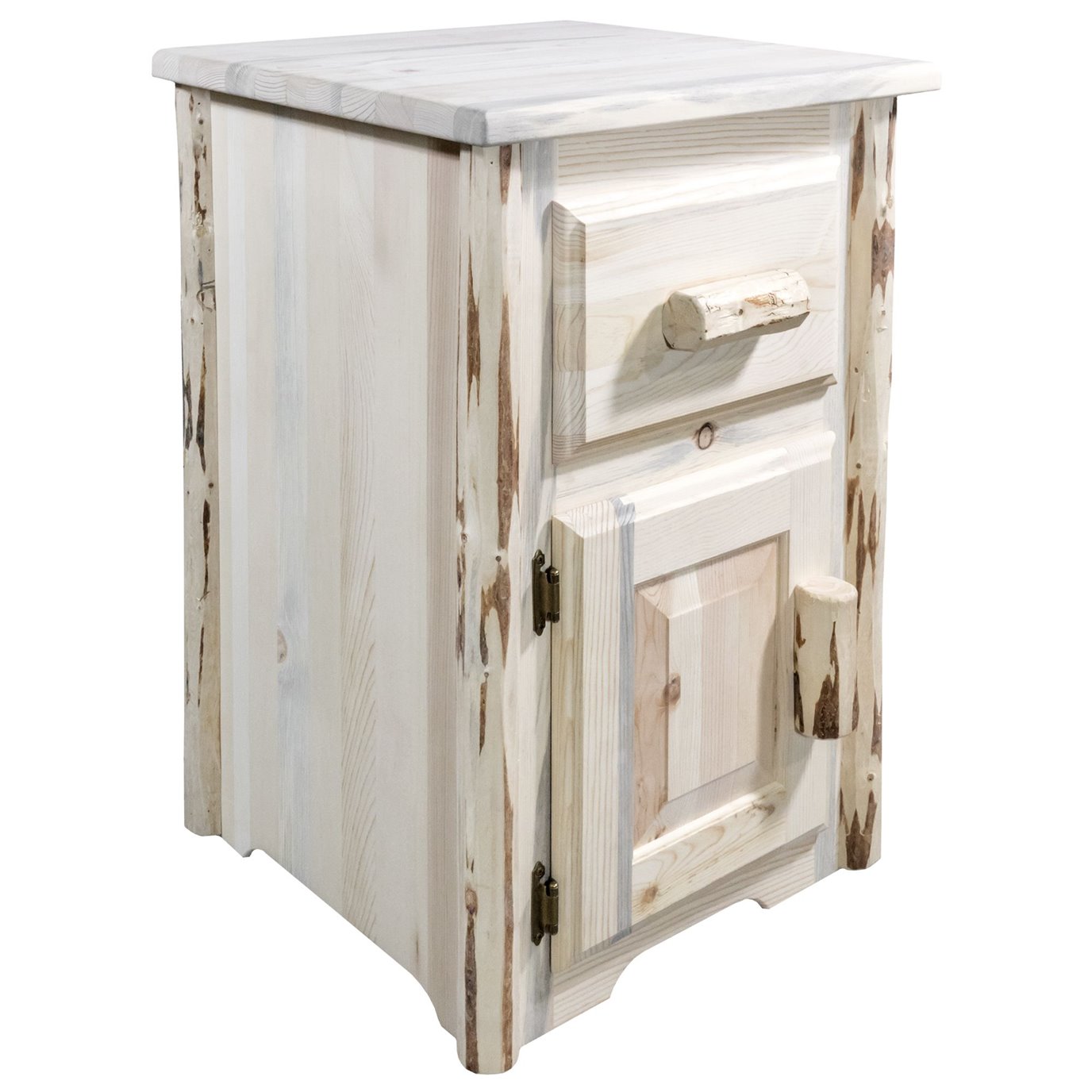 Montana End Table w/ Drawer & Left Hinged Door - Clear Lacquer Finish