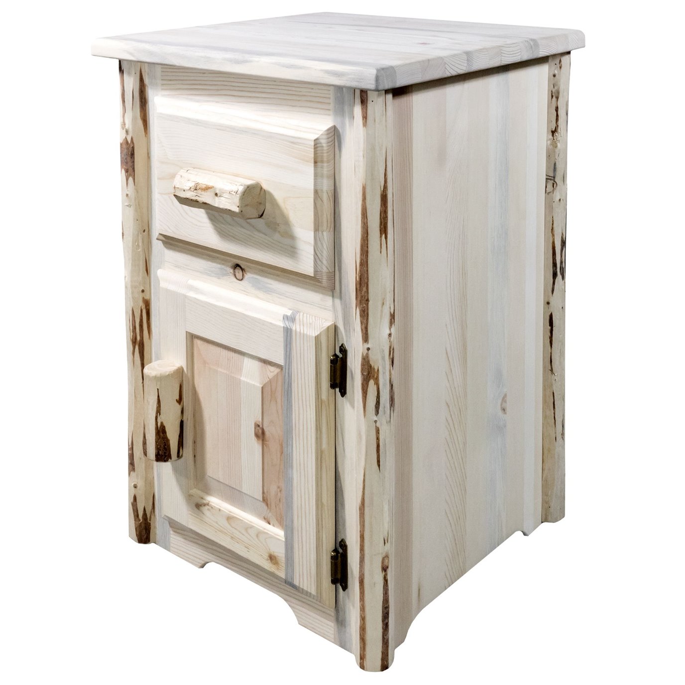 Montana End Table w/ Drawer & Right Hinged Door - Clear Lacquer Finish