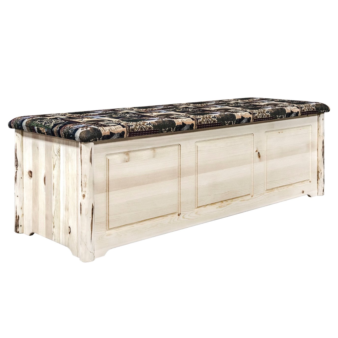 Montana Blanket Chest w/ Woodland Upholstery - Clear Lacquer Finish
