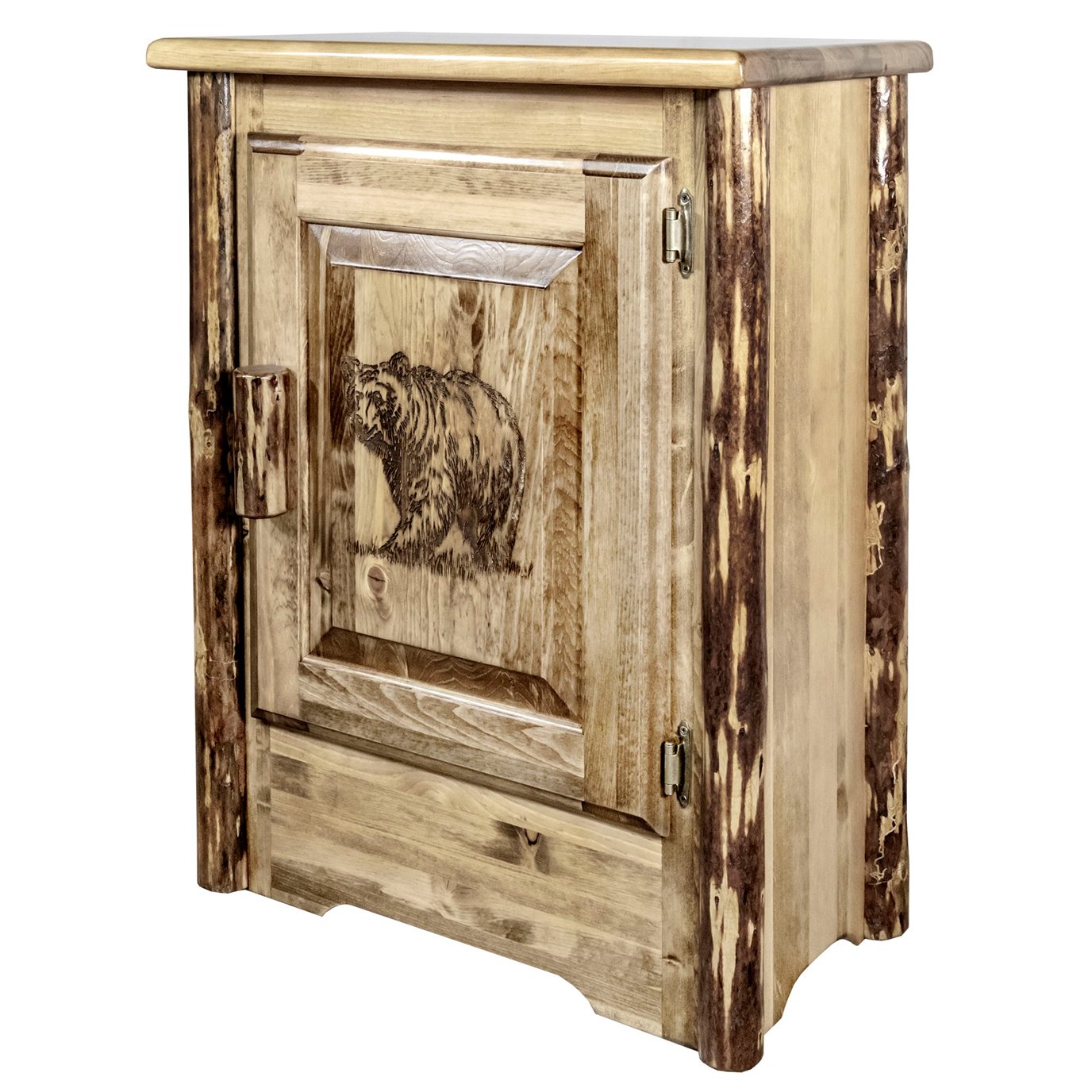 Glacier Accent Cabinet w/ Laser Engraved Bear Design - Right Hinged