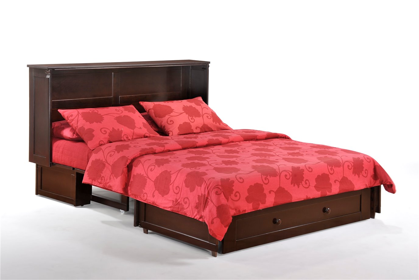 Clover Murphy Cabinet Bed in Chocolate Finish with  Queen Mattress