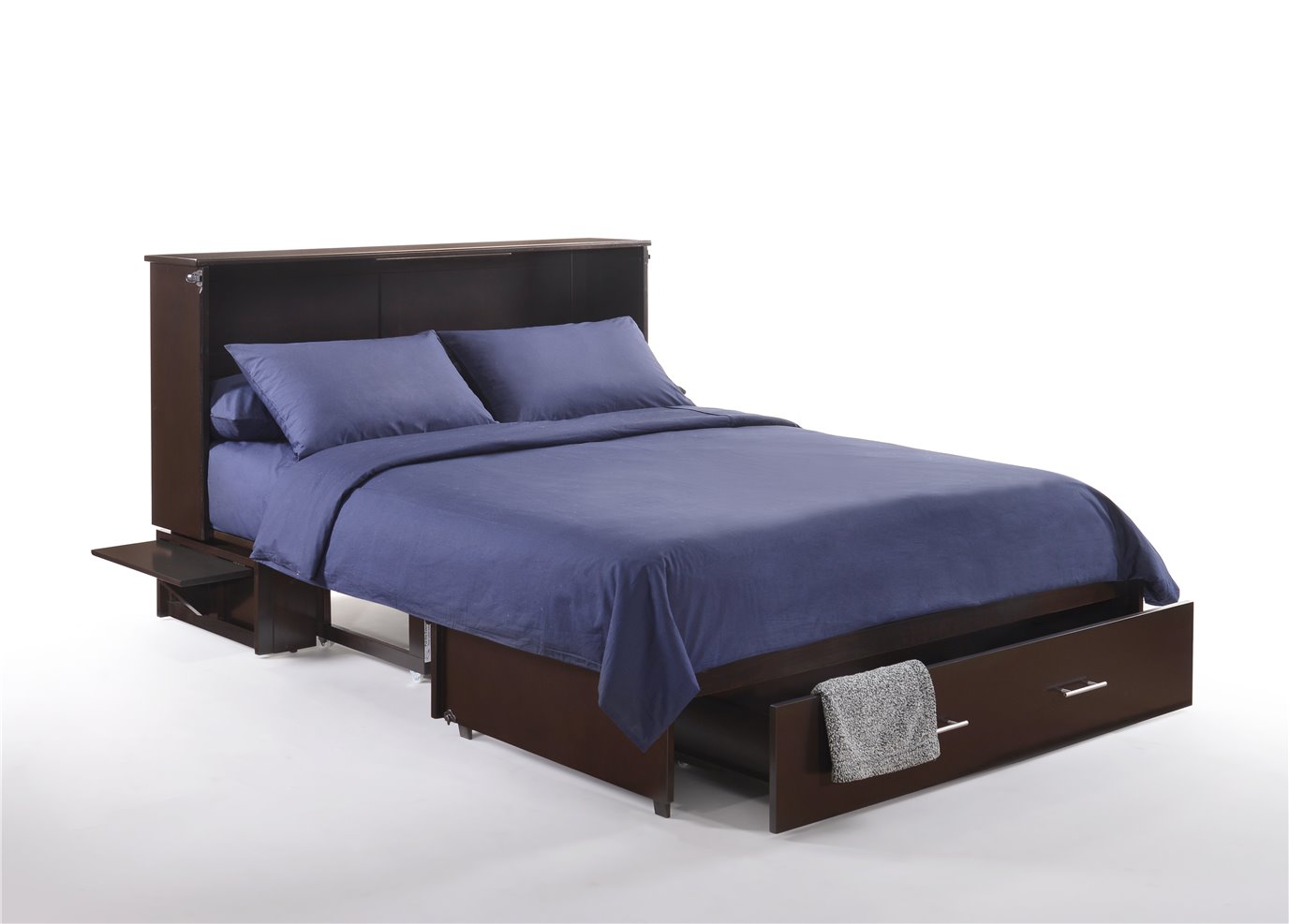 Sagebrush Murphy Cabinet Bed in in Chocolate Finish with Queen Mattress