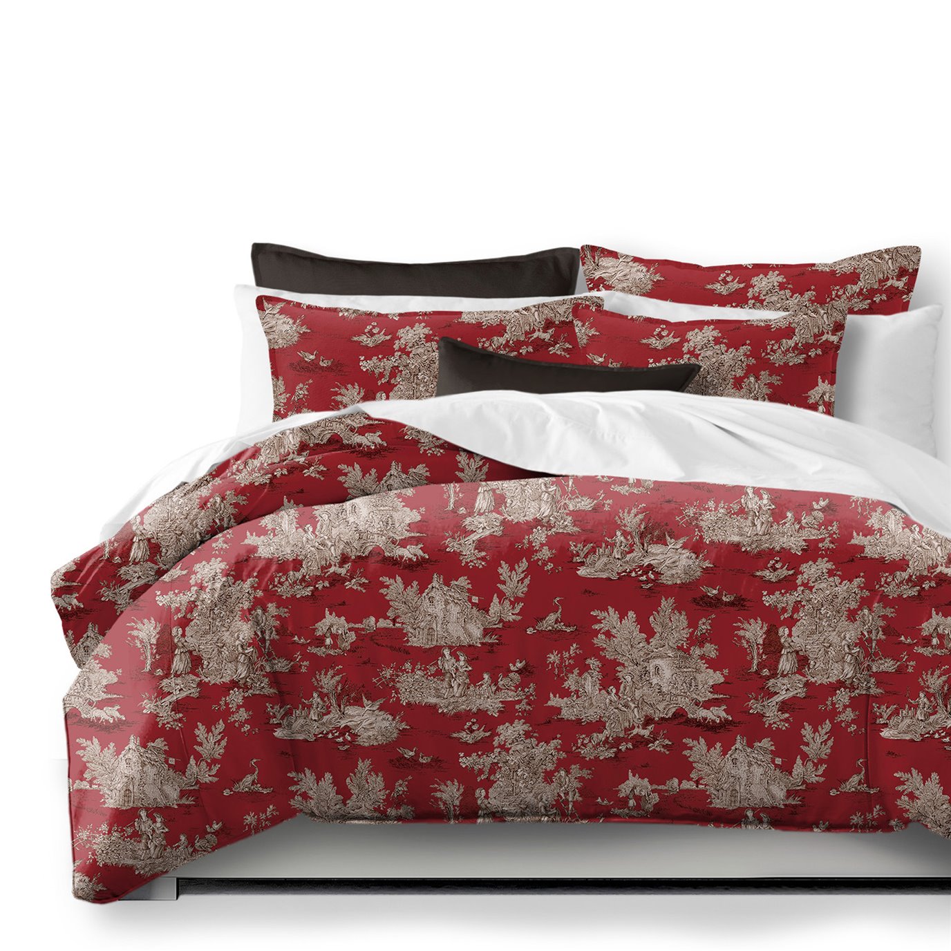 Chateau Red/Black Duvet Cover and Pillow Sham(s) Set - Size Twin