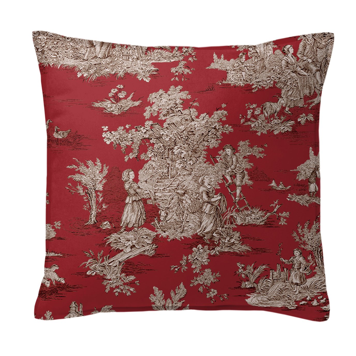 Chateau Red/Black Decorative Pillow - Size 20" Square