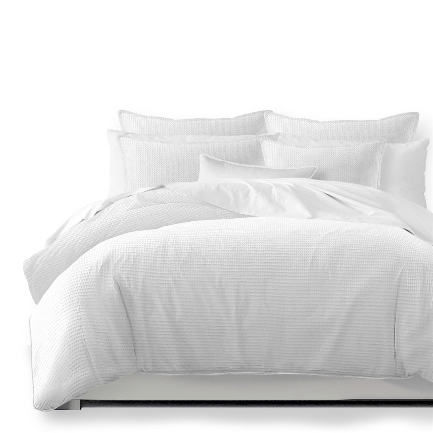 Classic Waffle White Duvet Cover and Pillow Sham(s) Set - Size Full