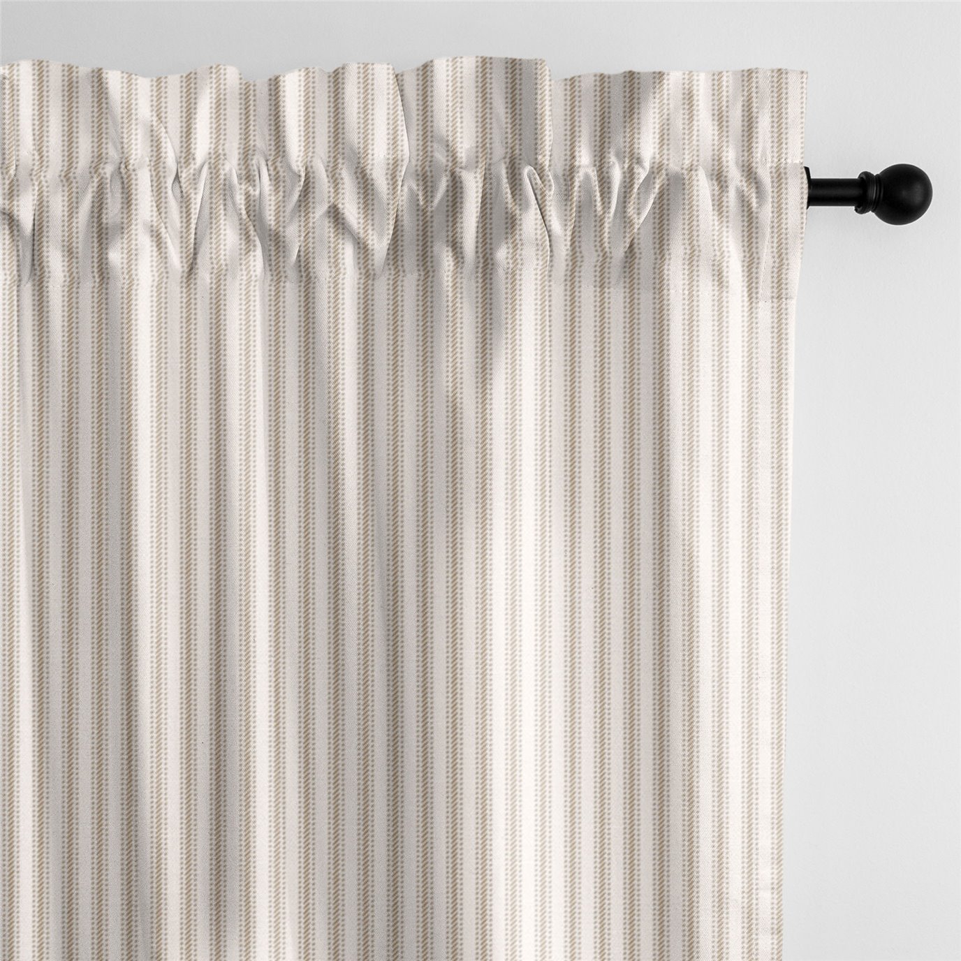 Cruz Ticking Stripes Taupe/Ivory Pole Top Drapery Panel - Pair - Size 50"x96"