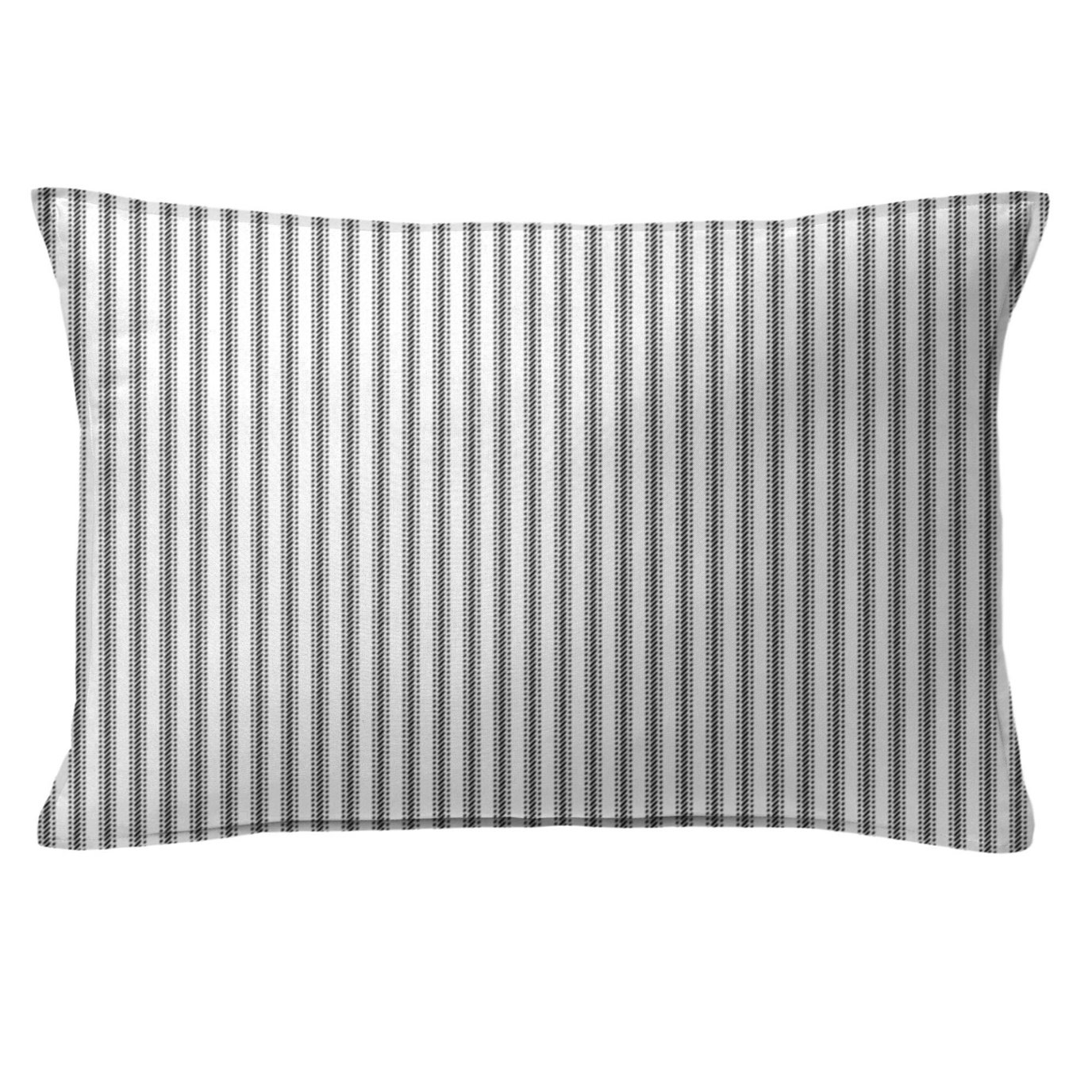 Cruz Ticking Stripes White/Black Decorative Pillow - Size 14"x20" Rectangle