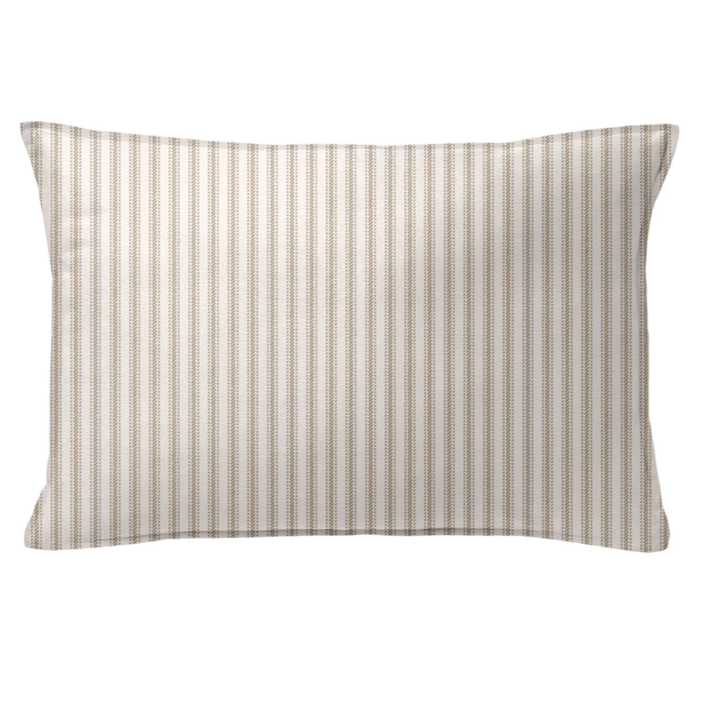 Cruz Ticking Stripes Taupe/Ivory Decorative Pillow - Size 14"x20" Rectangle